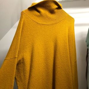 mustard yellow soft turtleneck sweater